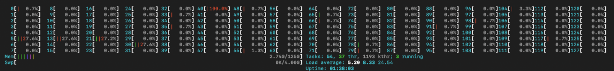 htop output showing overloaded core #40